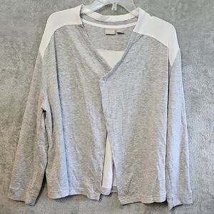 Chico's Zenergy Sz 16/18 Gray and White Cardigan Knit Open Front Soft